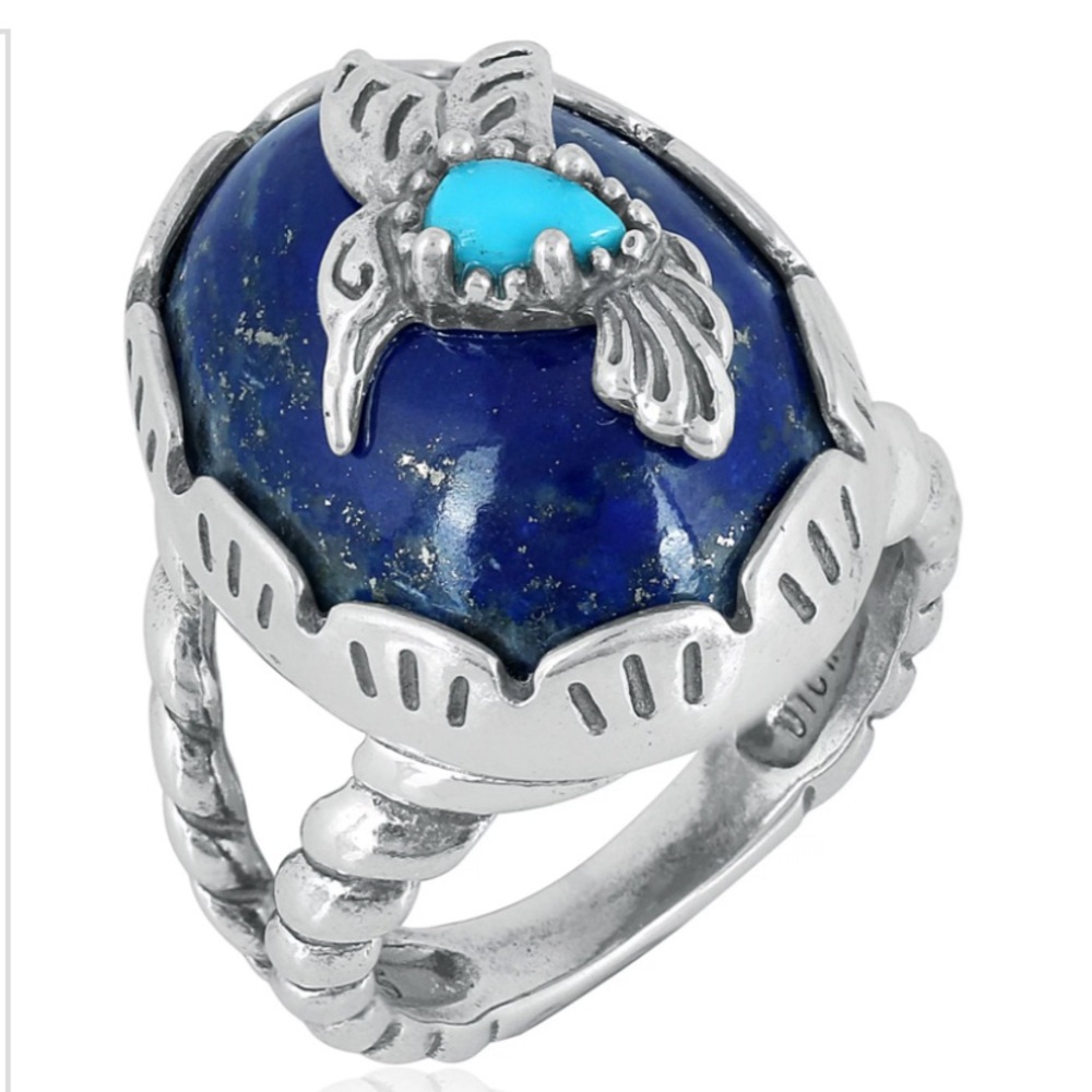 Kohl's Silver Ring with Blue and Turquoise Hummingbird - Picture 3 of 10